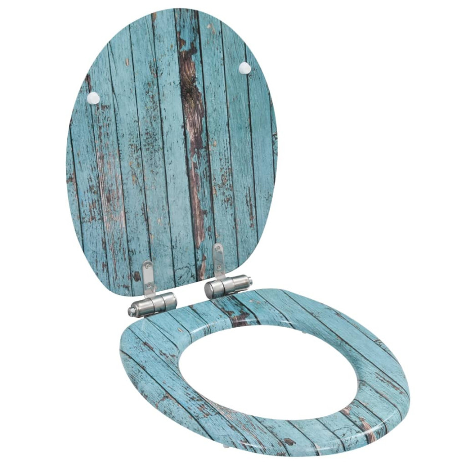 vidaXL Toiletbril met soft-close deksel oud hout MDF afbeelding 1