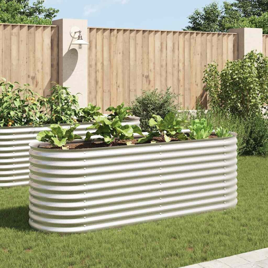 vidaXL Plantenbak verhoogd 240x80x81 cm gegalvaniseerd staal zilver afbeelding 1
