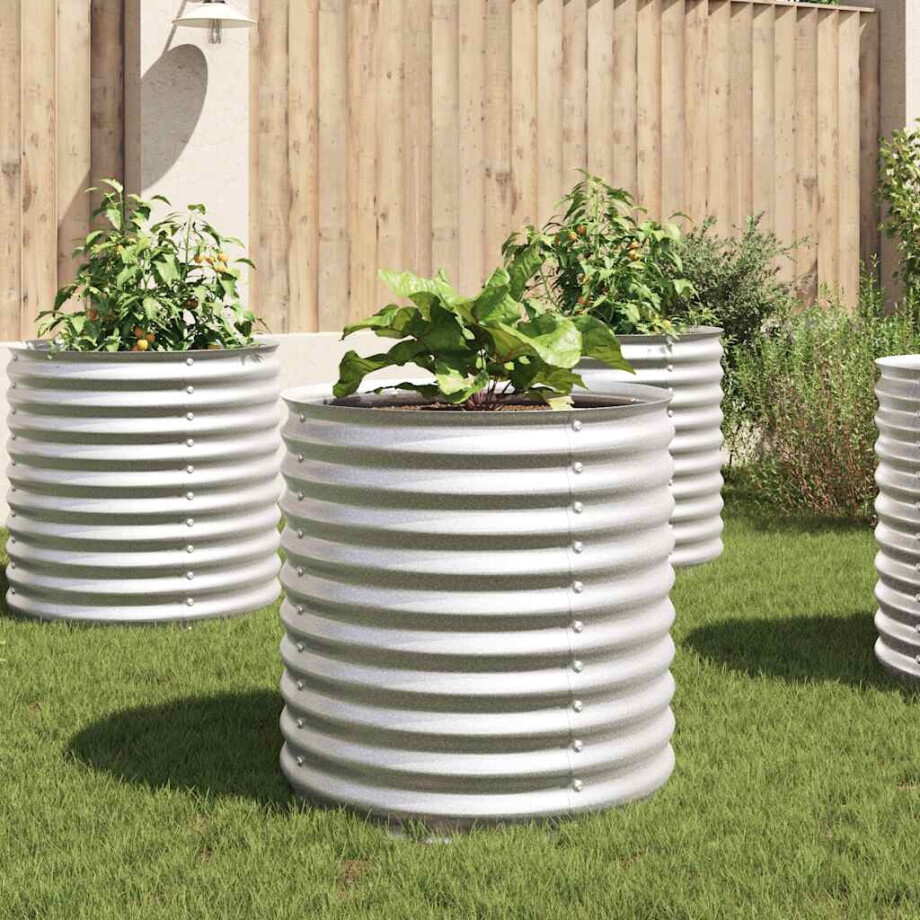 vidaXL Plantenbak verhoogd 80x80x81 cm gegalvaniseerd staal zilver afbeelding 1