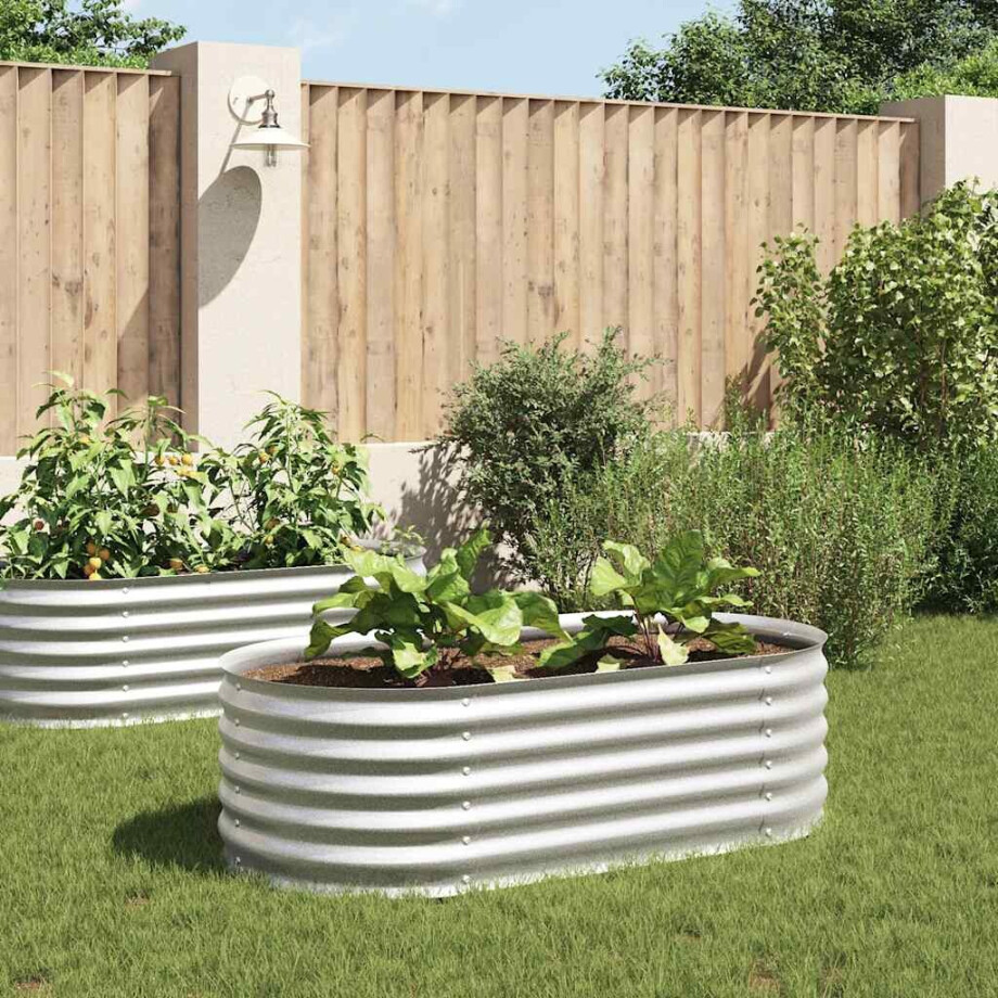 vidaXL Plantenbak verhoogd 160x80x44 cm gegalvaniseerd staal zilver afbeelding 1