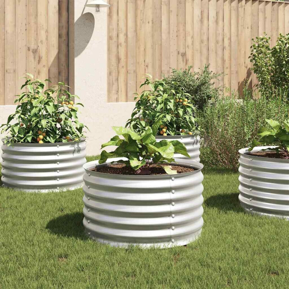 vidaXL Plantenbak verhoogd 80x80x44 cm gegalvaniseerd staal zilver afbeelding 1