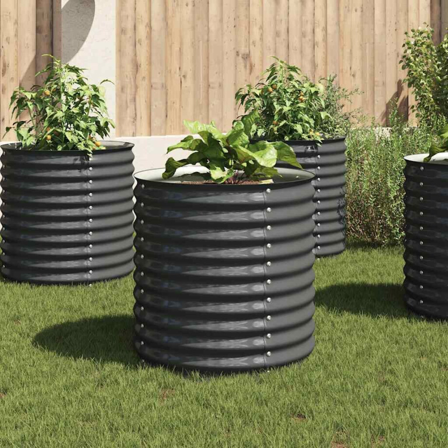 vidaXL Plantenbak verhoogd 80x80x81 cm gegalvaniseerd staal grijs afbeelding 1