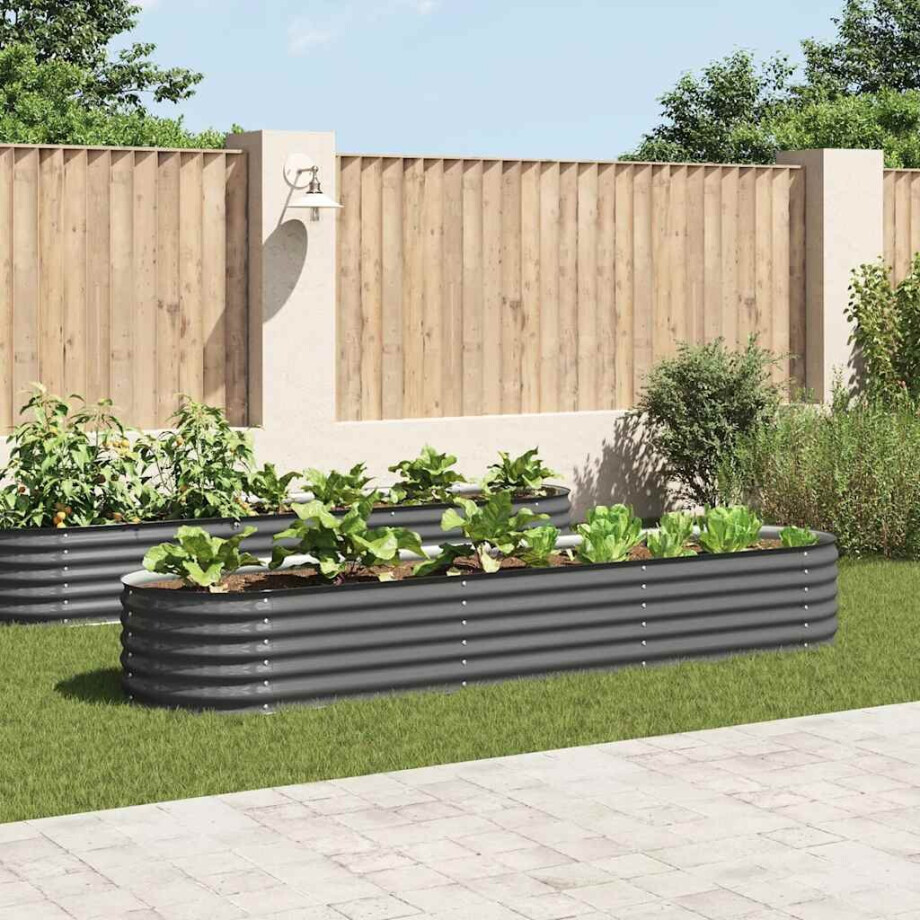 vidaXL Plantenbak verhoogd 320x80x44 cm gegalvaniseerd staal grijs afbeelding 1