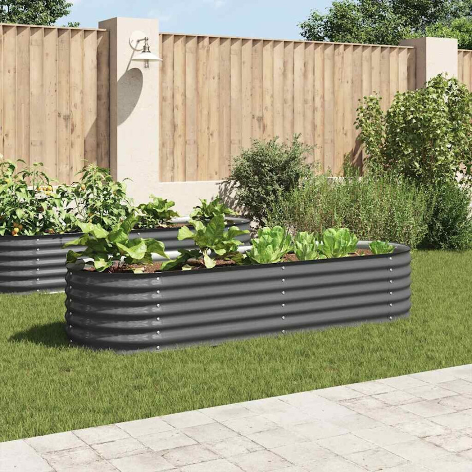 vidaXL Plantenbak verhoogd 240x80x44 cm gegalvaniseerd staal grijs afbeelding 1