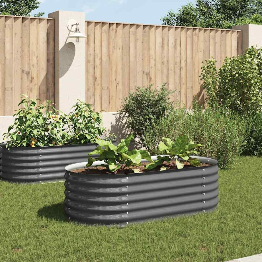 vidaXL Plantenbak verhoogd 160x80x44 cm gegalvaniseerd staal grijs afbeelding 1