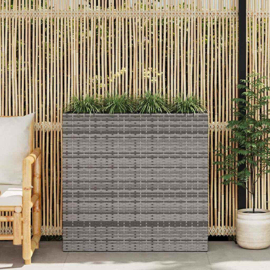 vidaXL Plantenbak verhoogd met 4 potten poly rattan wit vidaXL Plantenbak verhoogd met 4 potten poly rattan wit afbeelding 1