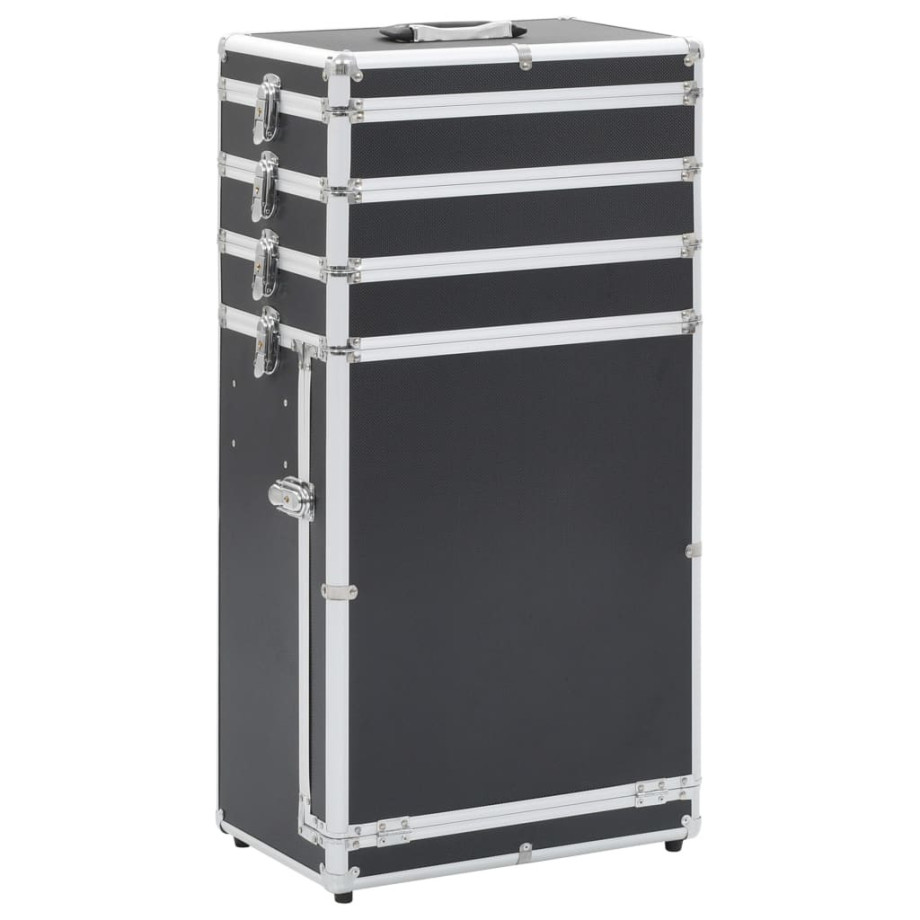 vidaXL Make-up trolley aluminium zwart afbeelding 1