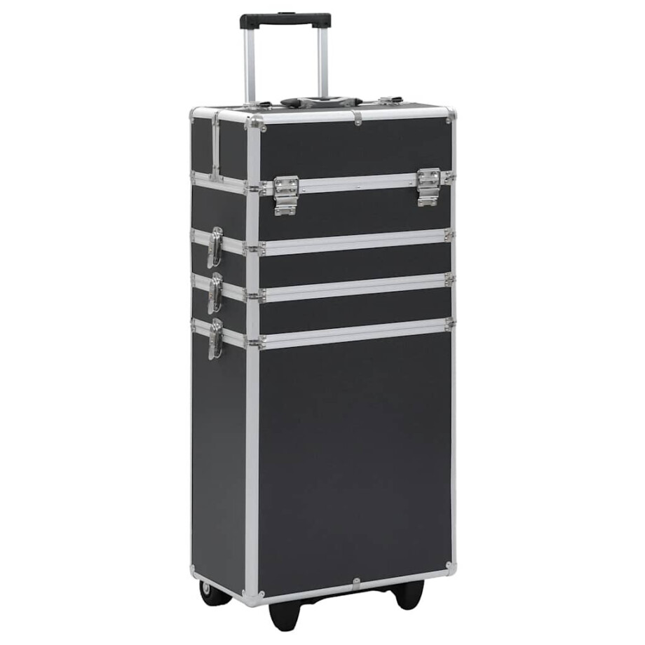 vidaXL Make-up trolley aluminium zwart afbeelding 1