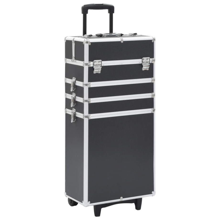 vidaXL Make-up trolley aluminium zwart afbeelding 1