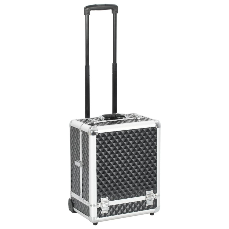 vidaXL Make-up trolley 35x29x45 cm aluminium zwart afbeelding 1