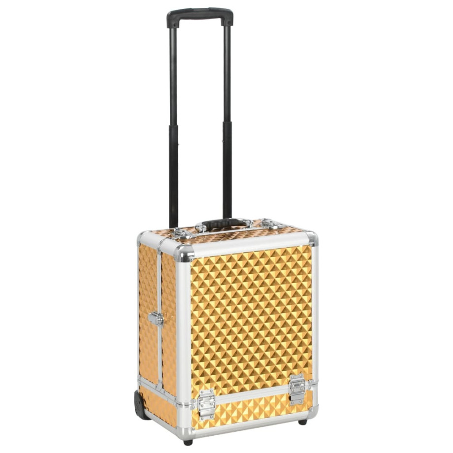 vidaXL Make-up trolley 35x29x45 cm aluminium goudkleurig afbeelding 1