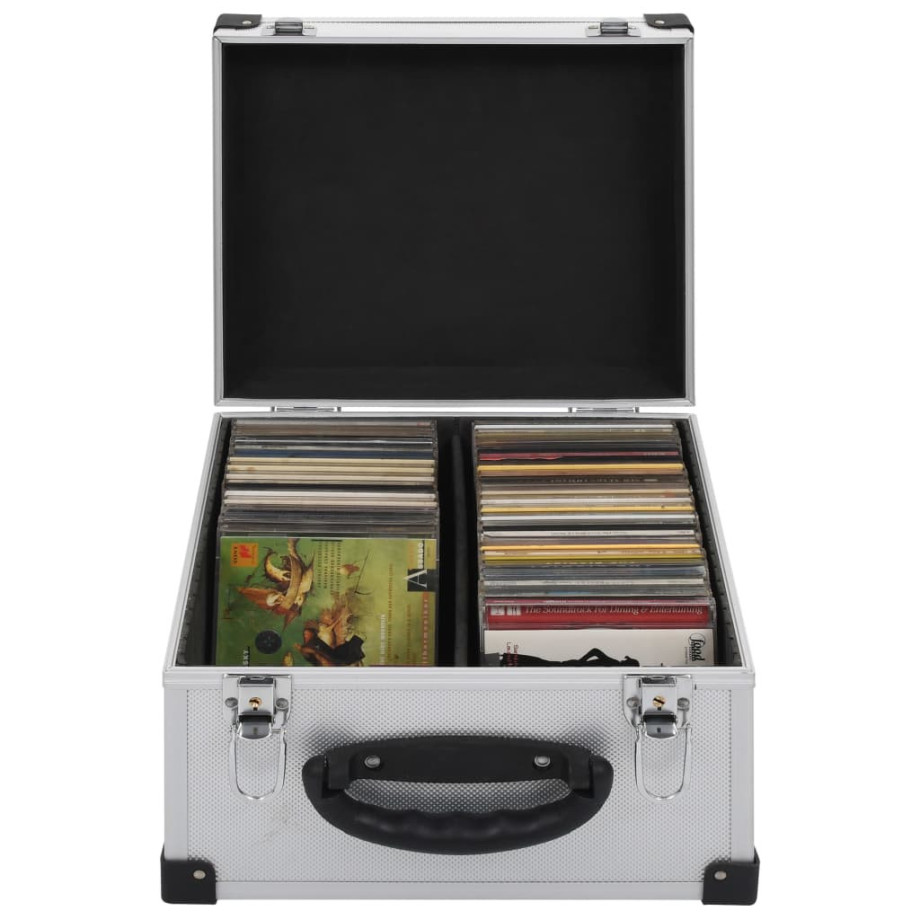vidaXL Cd-koffer voor 40 cd's aluminium ABS zilverkleurig afbeelding 1