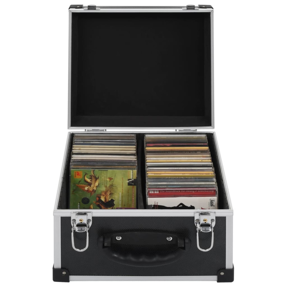 vidaXL Cd-koffer voor 40 cd's aluminium ABS zwart afbeelding 1