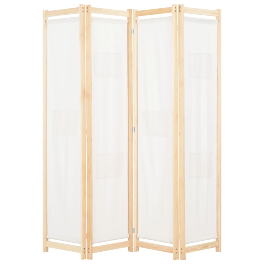 vidaXL Kamerscherm met 4 panelen 160x170x4 cm stof crème vidaXL Kamerscherm met 4 panelen 160x170x4 cm stof crème afbeelding 1