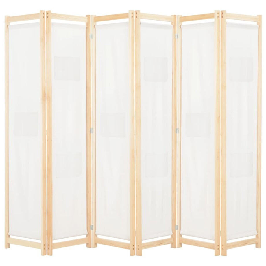 vidaXL Kamerscherm met 6 panelen 240x170x4 cm stof crème vidaXL Kamerscherm met 6 panelen 240x170x4 cm stof crème afbeelding 1