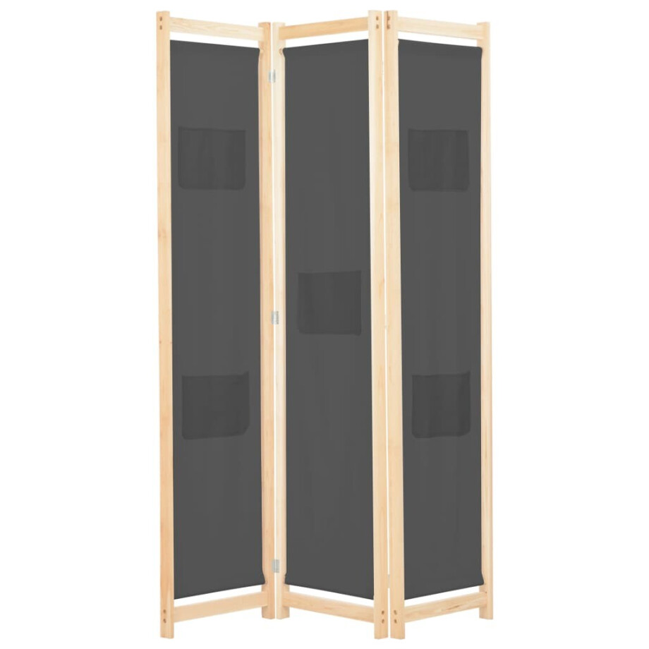 vidaXL Kamerscherm met 3 panelen 120x170x4 cm stof grijs afbeelding 1