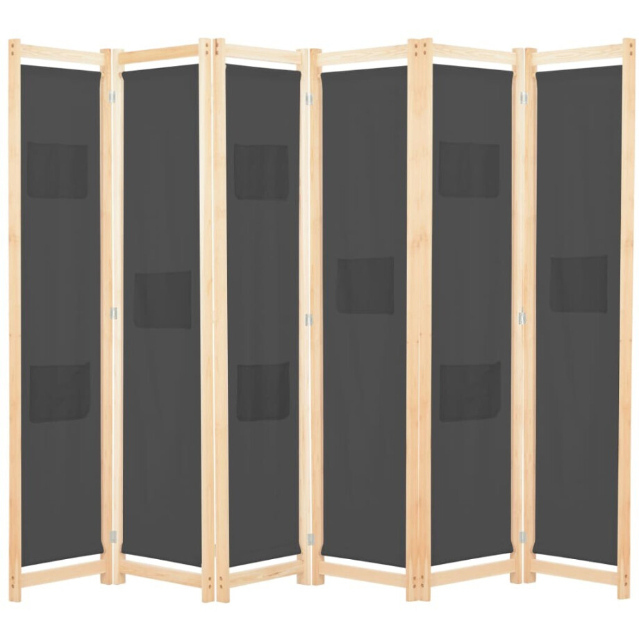 vidaXL Kamerscherm met 6 panelen 240x170x4 cm stof grijs afbeelding 1