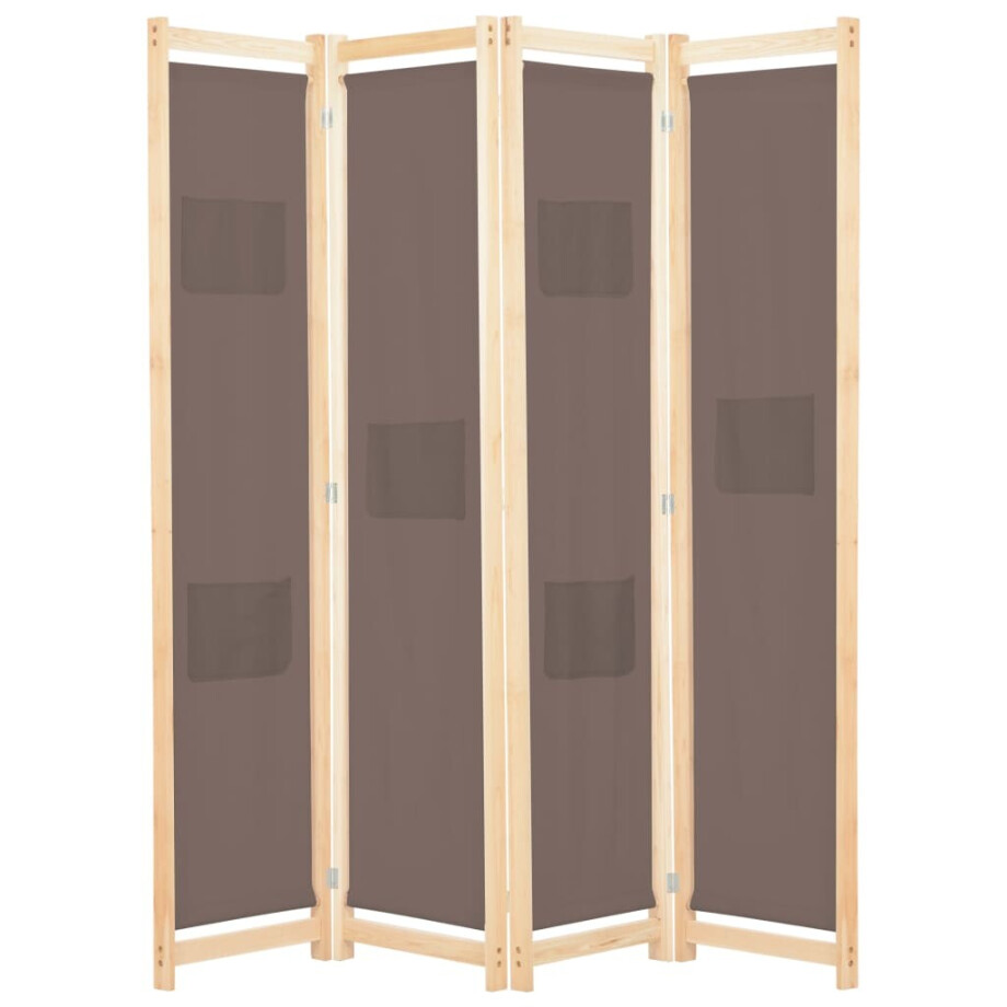 vidaXL Kamerscherm met 4 panelen 160x170x4 cm stof bruin vidaXL Kamerscherm met 4 panelen 160x170x4 cm stof bruin afbeelding 1