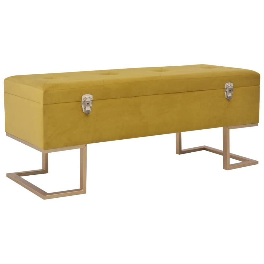 vidaXL Bankje met opbergvak 105 cm fluweel mosterdkleurig afbeelding 1