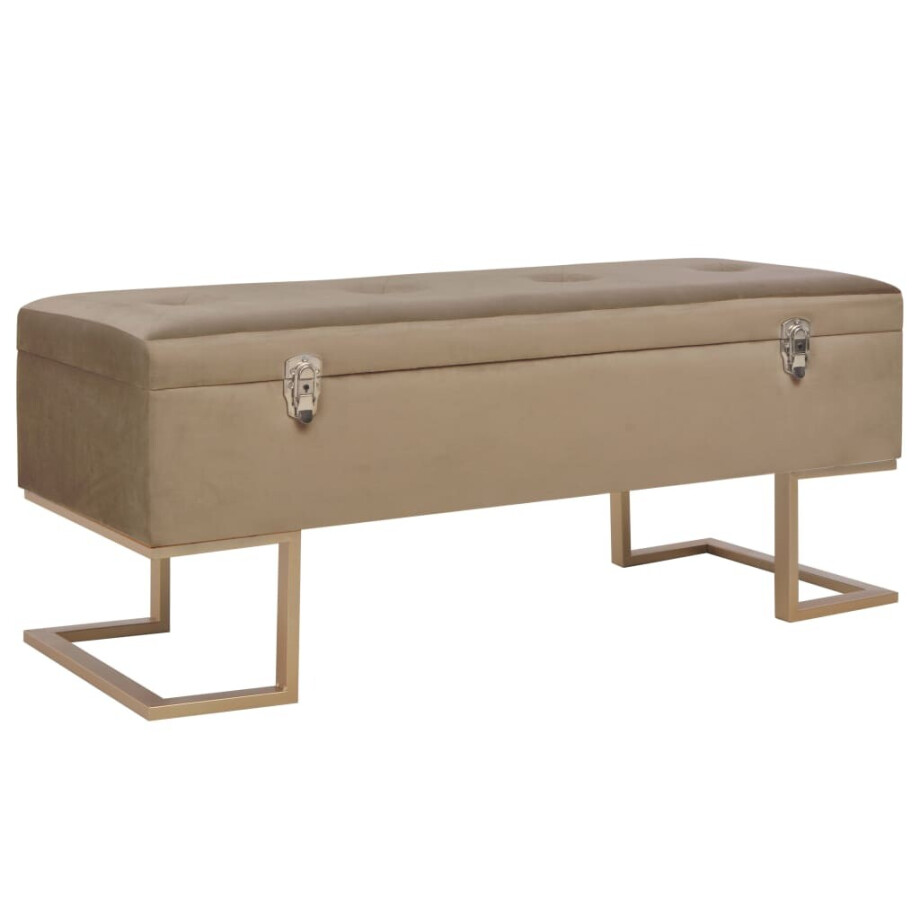 vidaXL Bankje met opbergvak 105 cm fluweel beige vidaXL Bankje met opbergvak 105 cm fluweel beige afbeelding 1