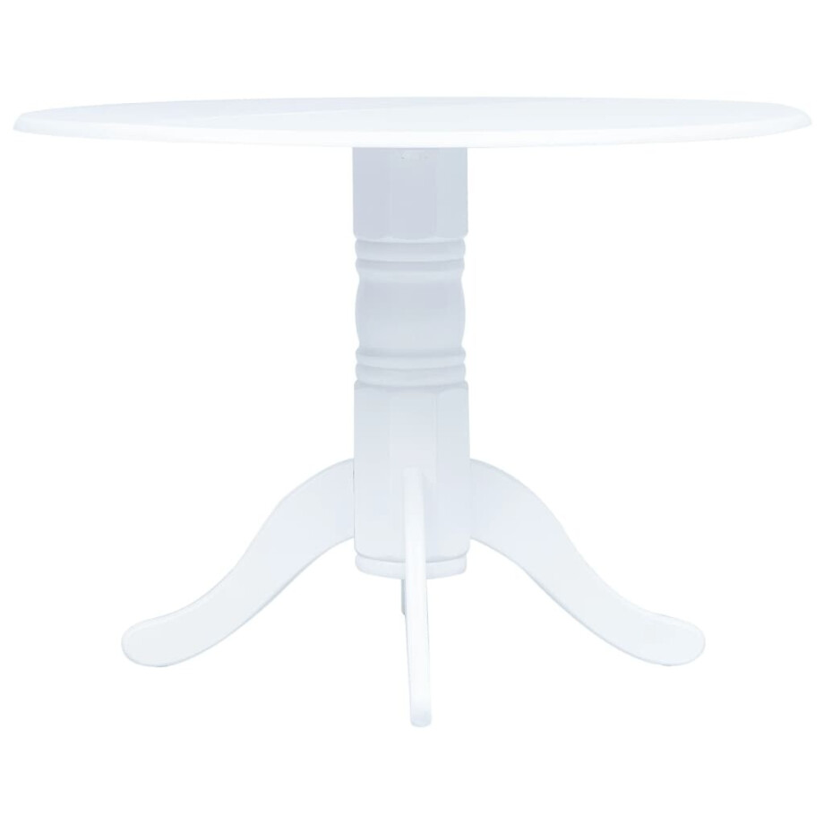 vidaXL Eettafel 106 cm massief rubberwood wit afbeelding 1