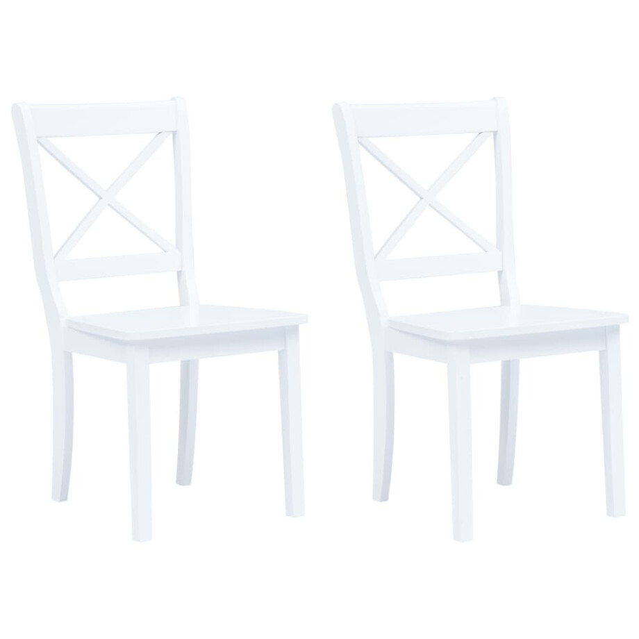 vidaXL Eetkamerstoelen 2 st massief rubberwood wit afbeelding 1