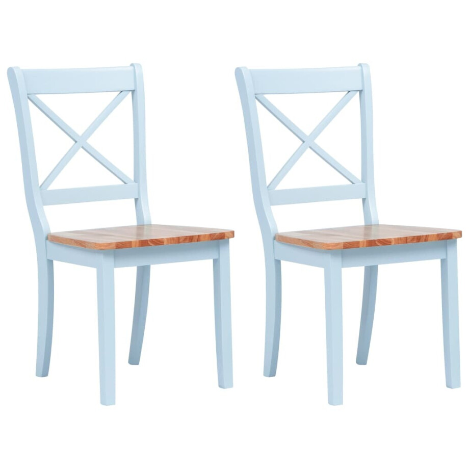 vidaXL Eetkamerstoelen 2 st massief rubberwood grijs en naturel vidaXL Eetkamerstoelen 2 st massief rubberwood grijs en naturel afbeelding 1