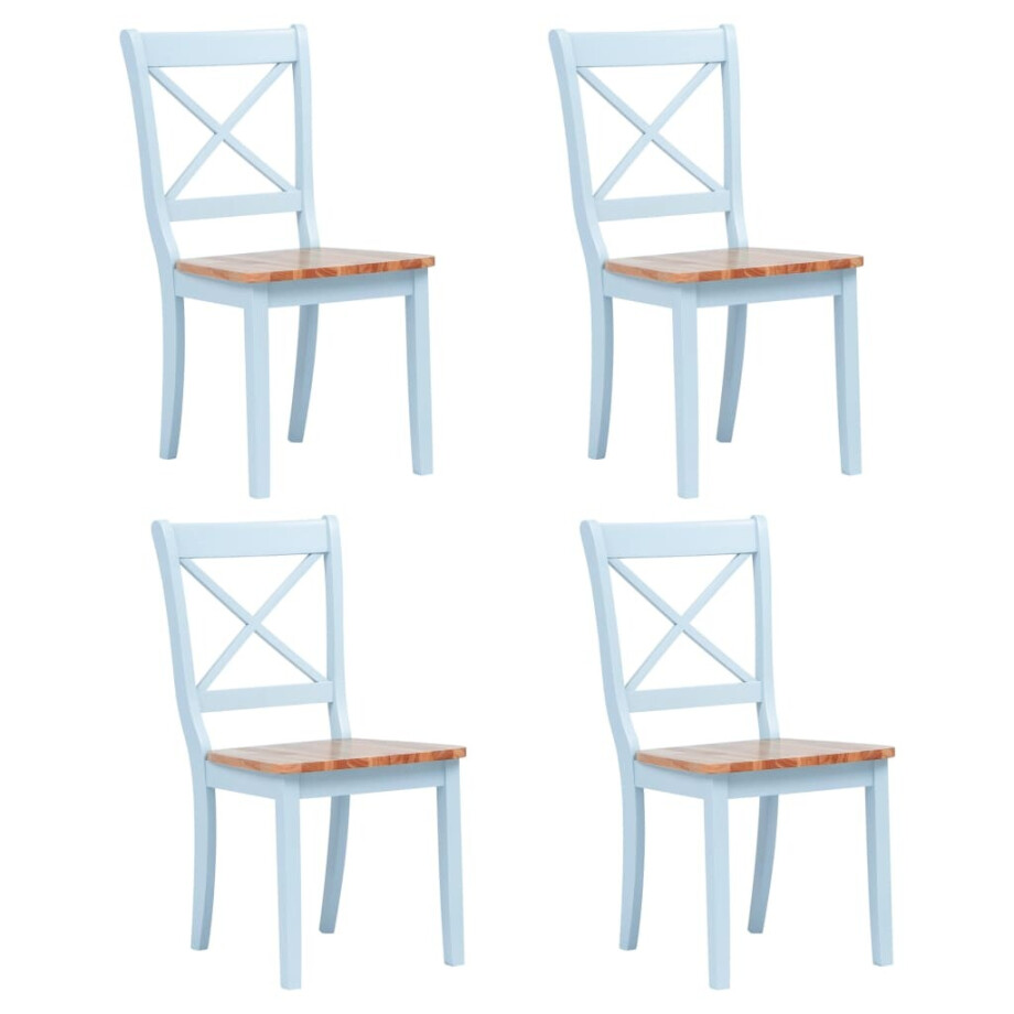 vidaXL Eetkamerstoelen 4 st massief rubberwood grijs en naturel vidaXL Eetkamerstoelen 4 st massief rubberwood grijs en naturel afbeelding 1