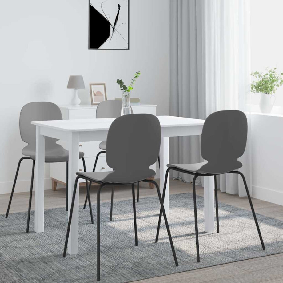 vidaXL Eettafel 114x71x75 cm massief rubberwood wit afbeelding 1