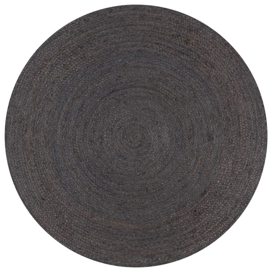 vidaXL Vloerkleed handgemaakt rond 150 cm jute donkergrijs vidaXL Vloerkleed handgemaakt rond 150 cm jute donkergrijs afbeelding 1