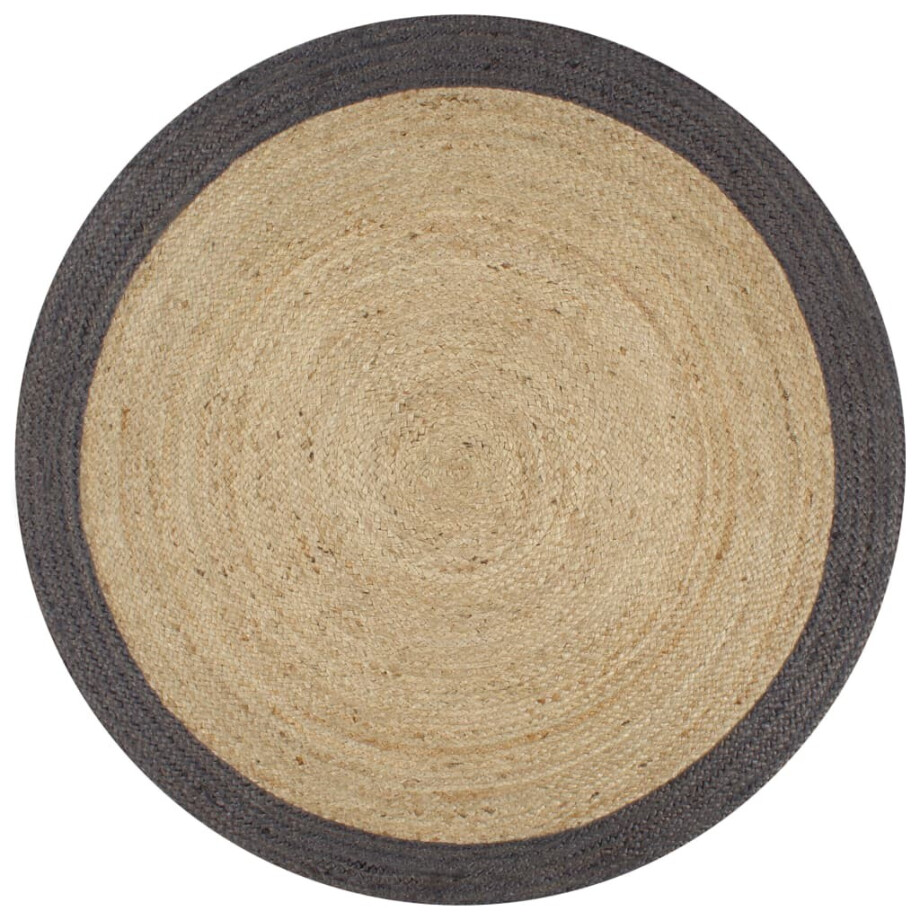 vidaXL Vloerkleed handgemaakt met donkergrijze rand 90 cm jute afbeelding 1