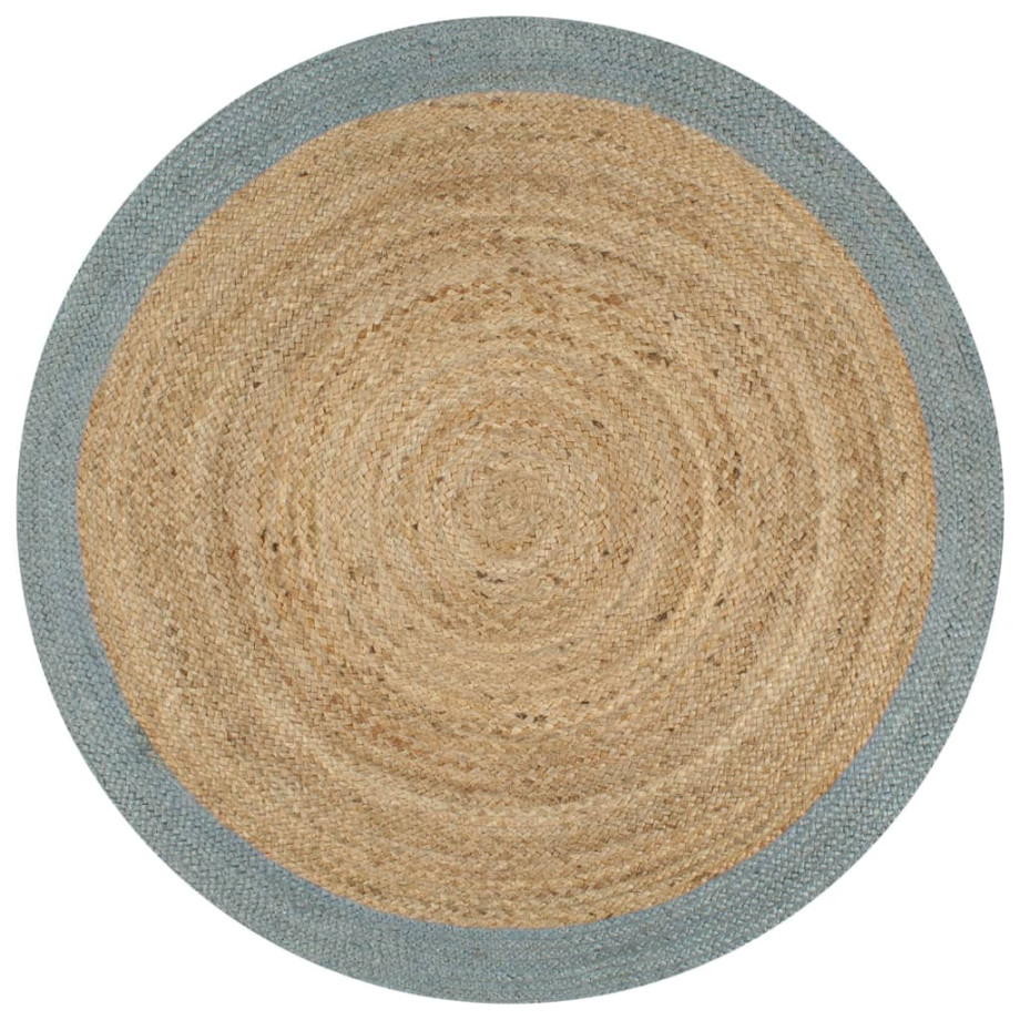 vidaXL Vloerkleed handgemaakt met olijfgroene rand 120 cm jute afbeelding 1