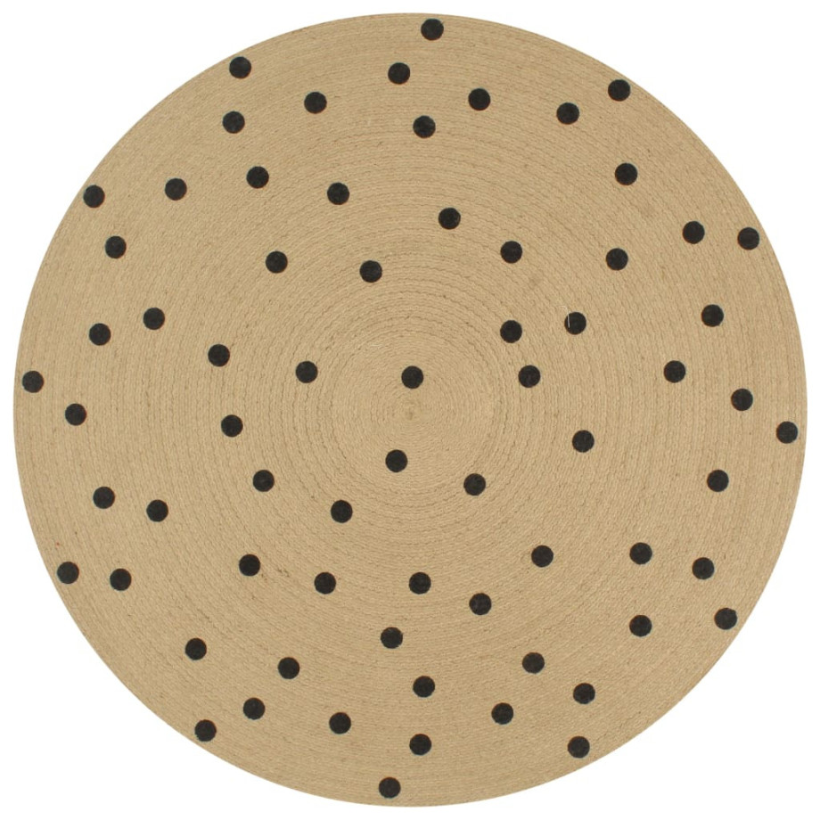 vidaXL Vloerkleed handgemaakt met print polkadot 120 cm jute afbeelding 1