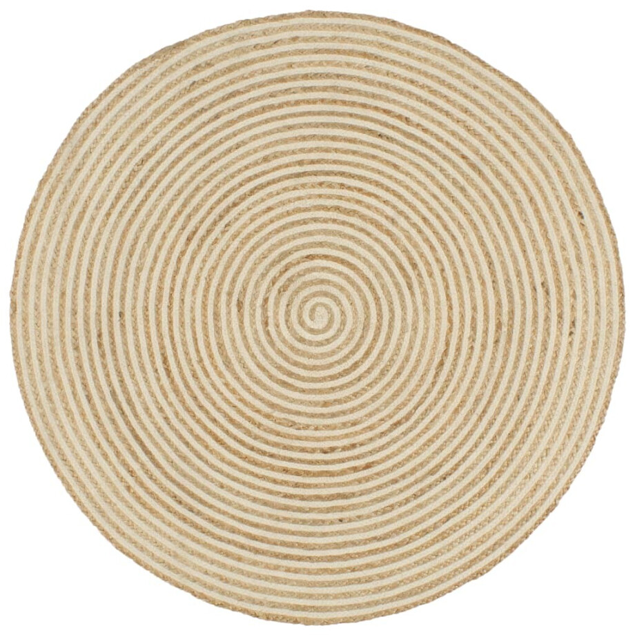 vidaXL Vloerkleed handgemaakt met spiraal ontwerp 90 cm jute wit afbeelding 1