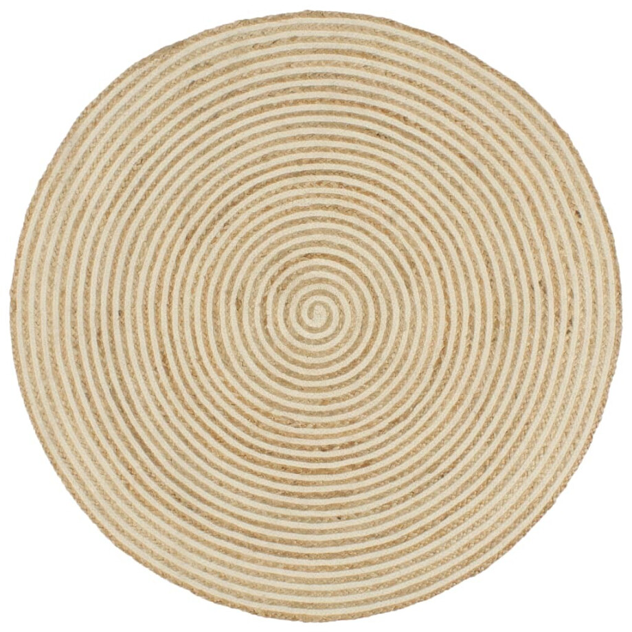 vidaXL Vloerkleed handgemaakt met spiraal ontwerp 150 cm jute wit afbeelding 1