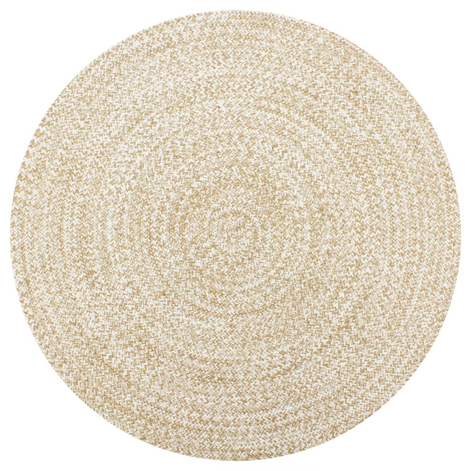 vidaXL Vloerkleed handgemaakt 90 cm jute wit en naturel afbeelding 1