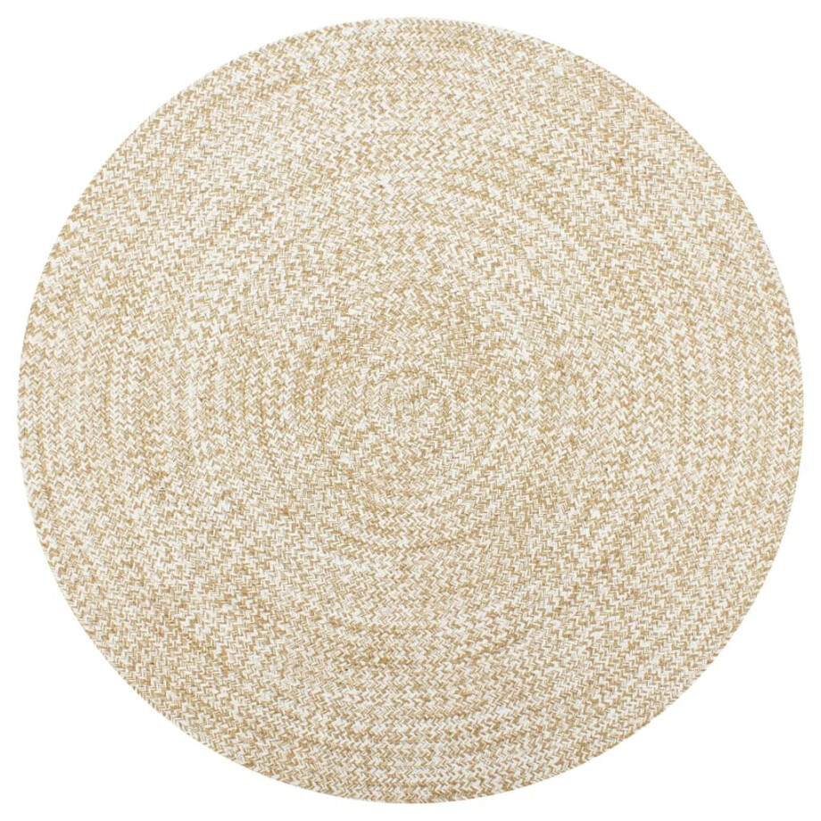 vidaXL Vloerkleed handgemaakt 90 cm jute wit en naturel vidaXL Vloerkleed handgemaakt 90 cm jute wit en naturel afbeelding 1