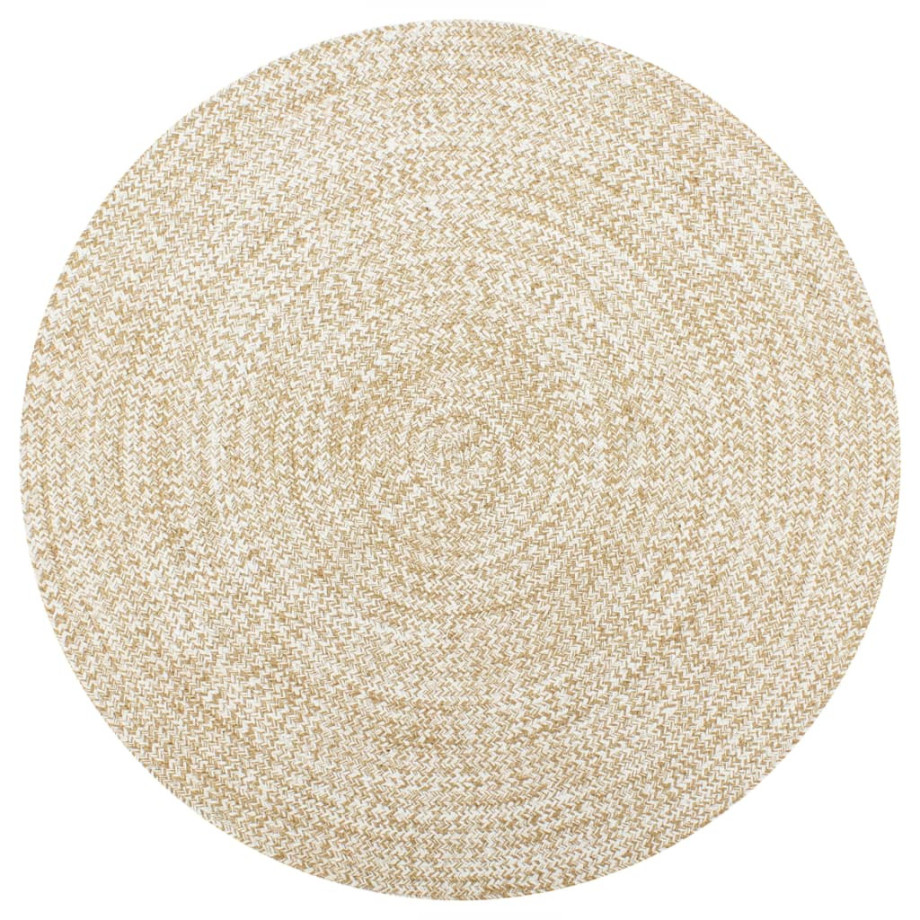 vidaXL Vloerkleed handgemaakt 120 cm jute wit en naturel afbeelding 1
