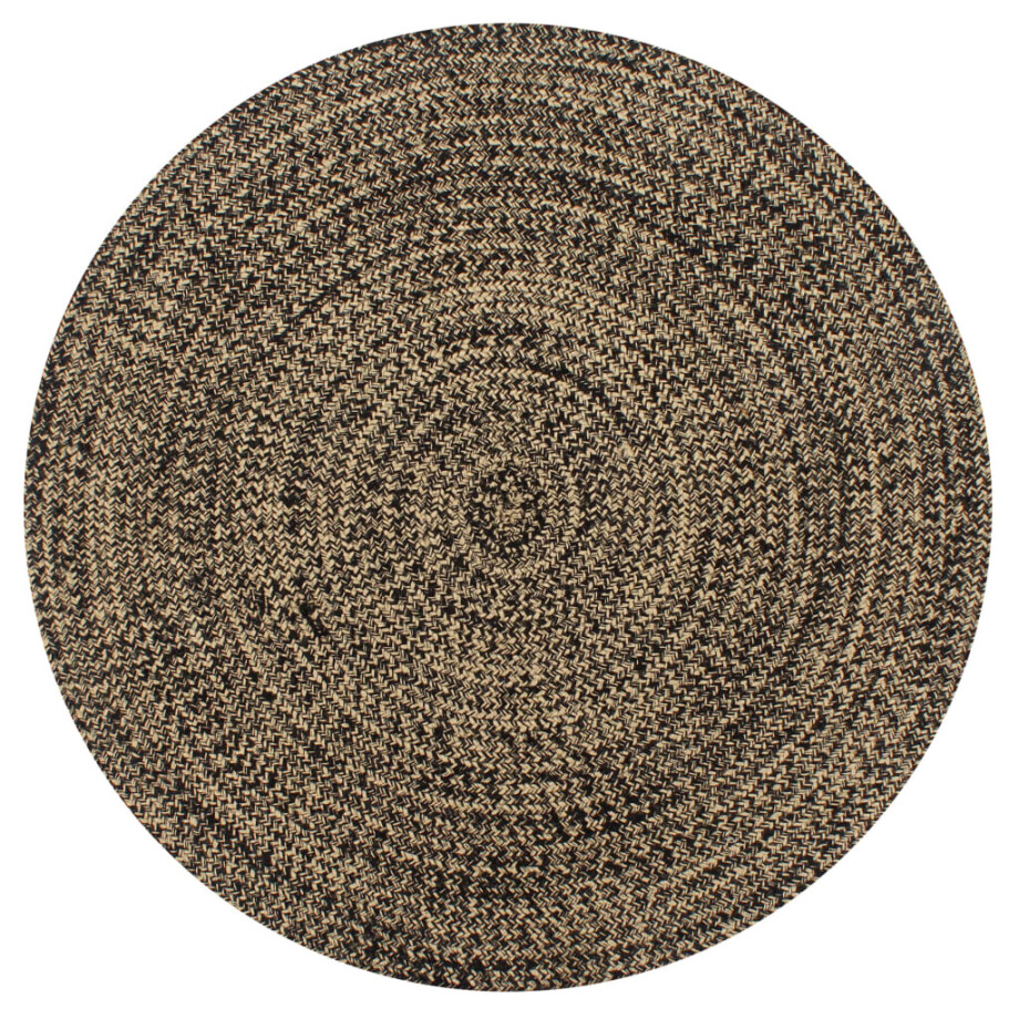 vidaXL Vloerkleed handgemaakt 120 cm jute zwart en naturel afbeelding 1
