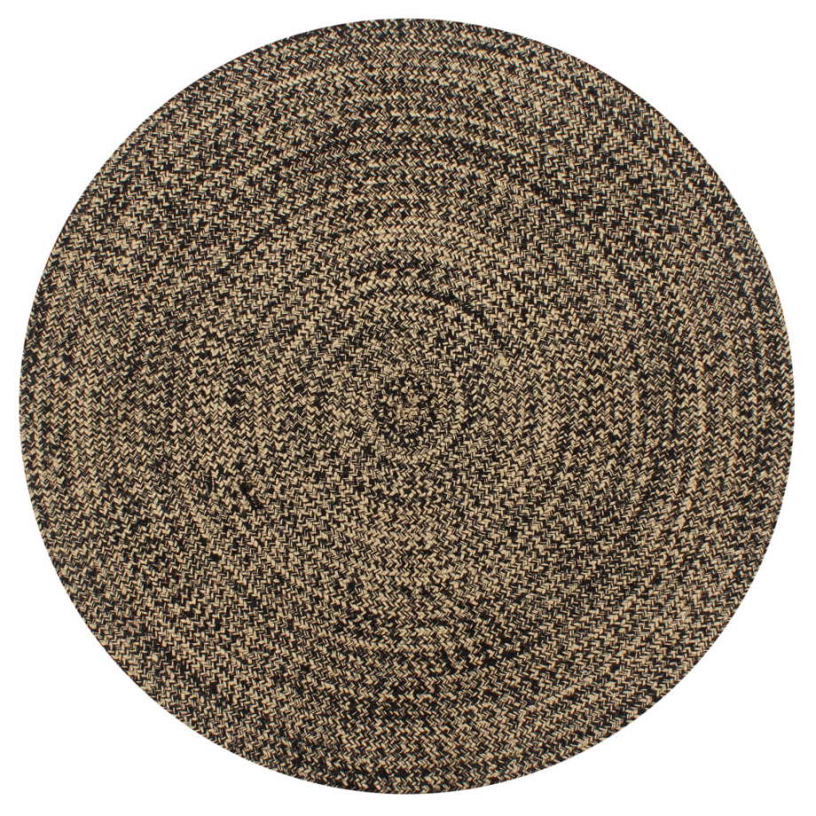 vidaXL Vloerkleed handgemaakt 120 cm jute zwart en naturel afbeelding 1