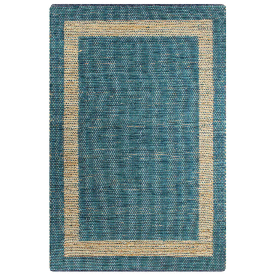vidaXL Vloerkleed handgemaakt 120x180 cm jute blauw afbeelding 1