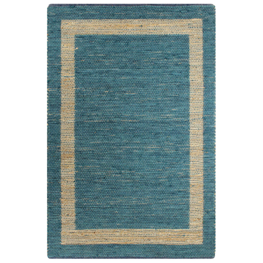 vidaXL Vloerkleed handgemaakt 160x230 cm jute blauw afbeelding 1