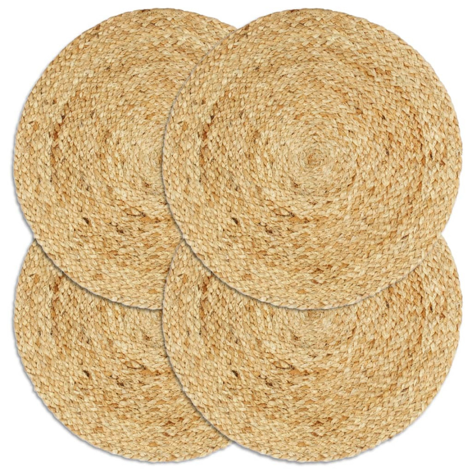 vidaXL Placemats 4 st rond 38 cm jute natuurlijk afbeelding 1