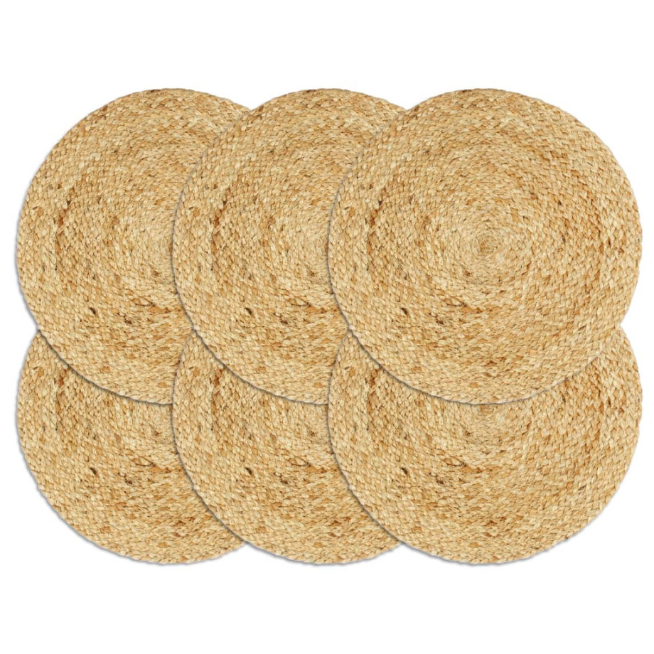 vidaXL Placemats 6 st rond 38 cm jute natuurlijk afbeelding 1