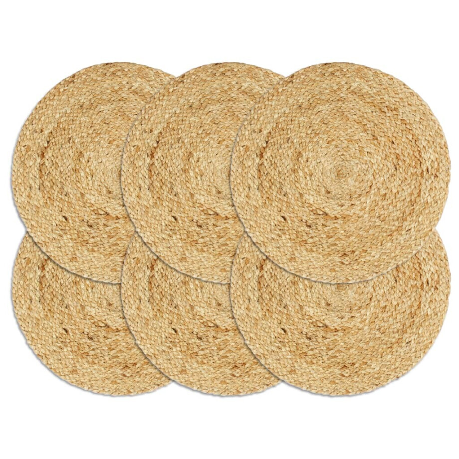 vidaXL Placemats 6 st rond 38 cm jute natuurlijk vidaXL Placemats 6 st rond 38 cm jute natuurlijk afbeelding 1
