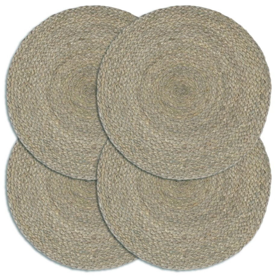vidaXL Placemats 4 st rond 38 cm jute effen grijs vidaXL Placemats 4 st rond 38 cm jute effen grijs afbeelding 1