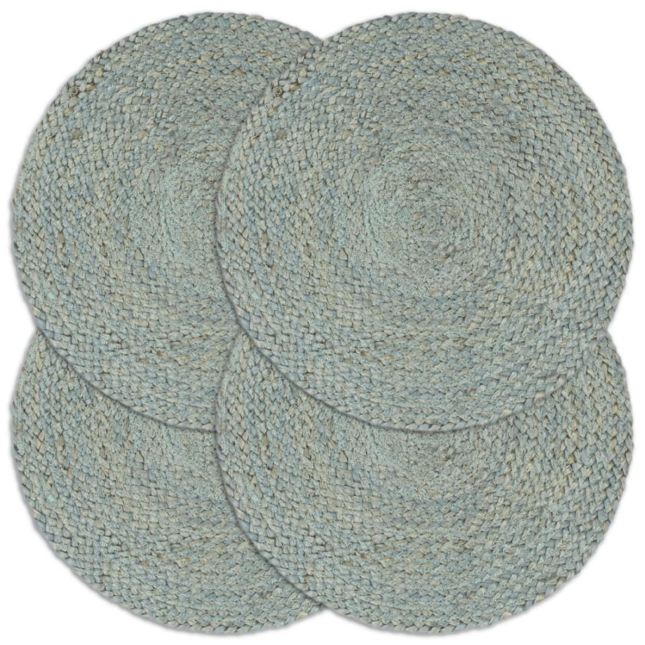 vidaXL Placemats 4 st rond 38 cm jute olijfgroen afbeelding 1