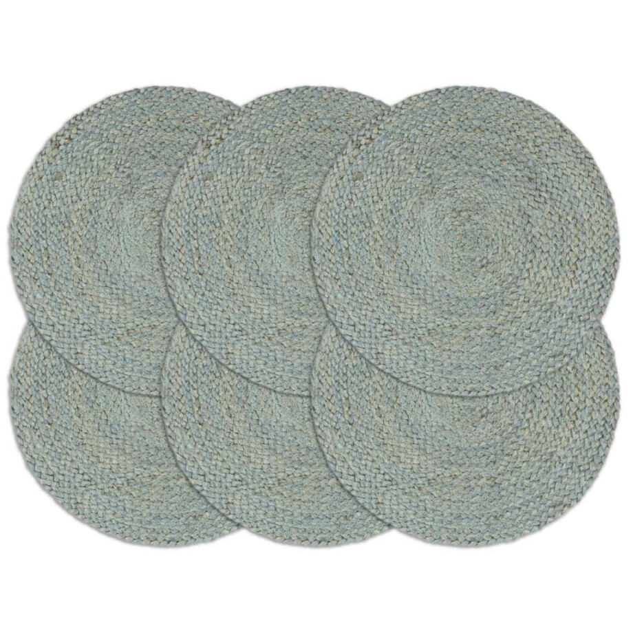 vidaXL Placemats 6 st rond 38 cm jute olijfgroen afbeelding 1