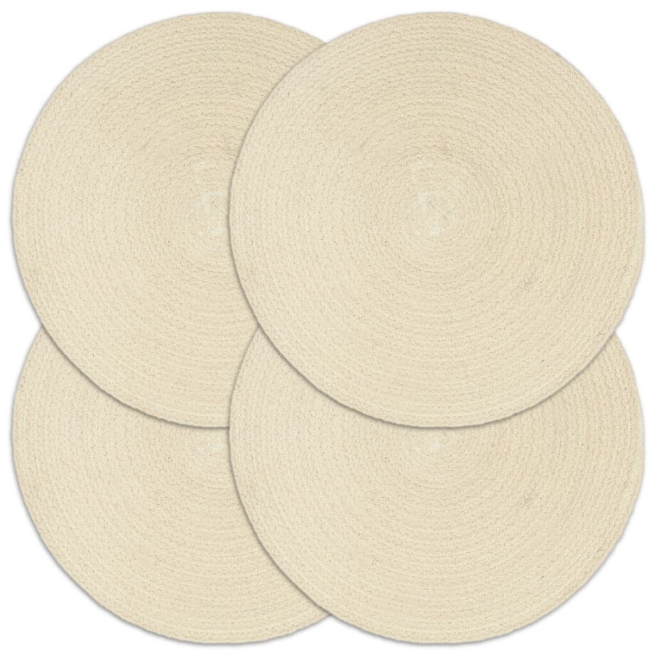 vidaXL Placemats 4 st rond 38 cm katoen natuurlijk vidaXL Placemats 4 st rond 38 cm katoen natuurlijk afbeelding 1