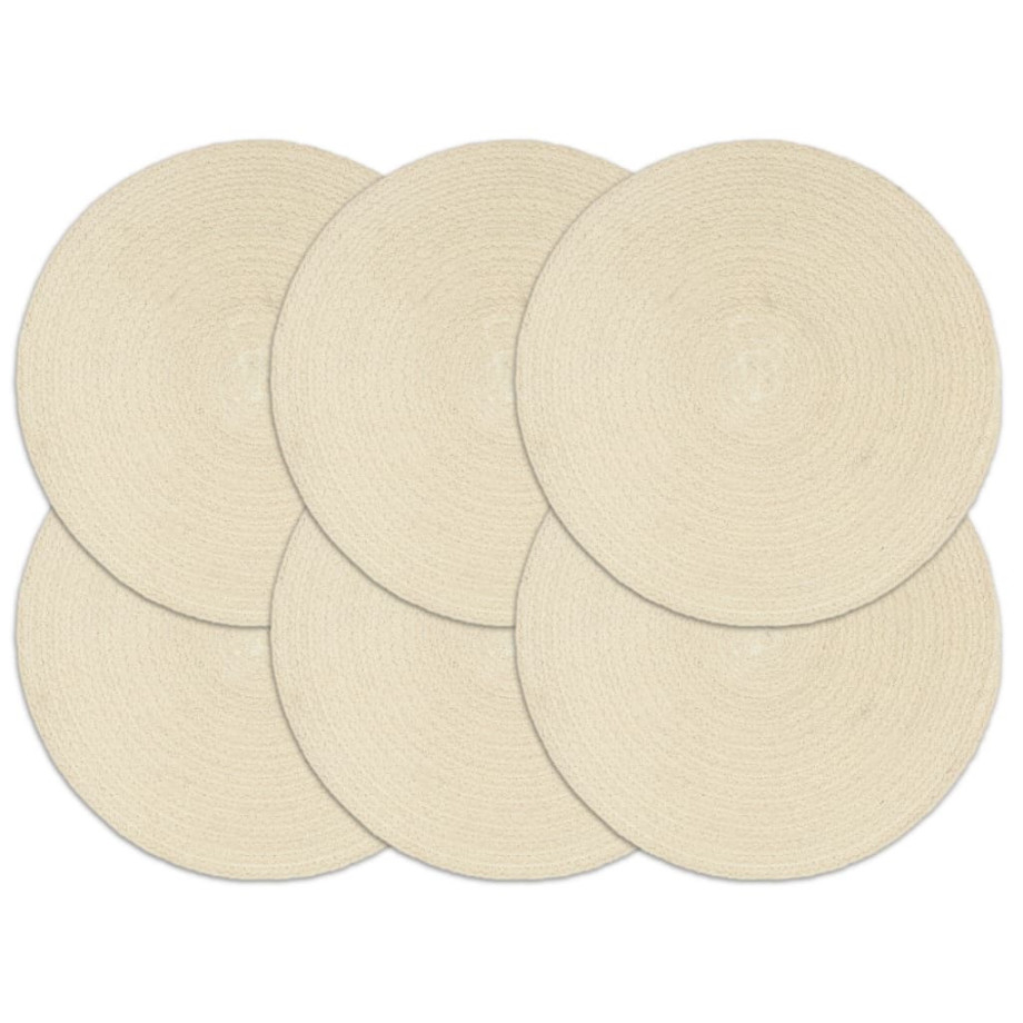 vidaXL Placemats 6 st rond 38 cm katoen natuurlijk afbeelding 1